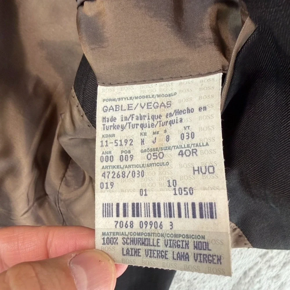 Hugo Boss 2 Button‎ Front Suit Set in Brown Striped Wool Men 40R Pants 34x30
